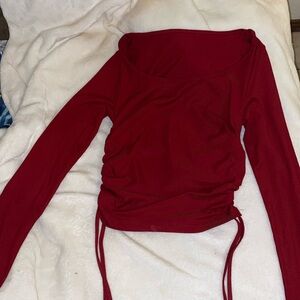 Maroon, long sleeve, tie crop-top, size M.